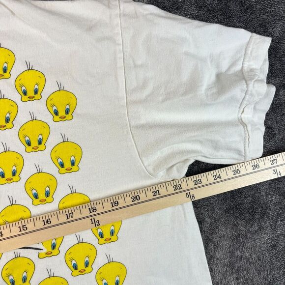 Vtg 90's Looney Tunes Tweety Bird AOP T-Shirt Short Sleeve Sz L/XL* - Picture 5 of 9